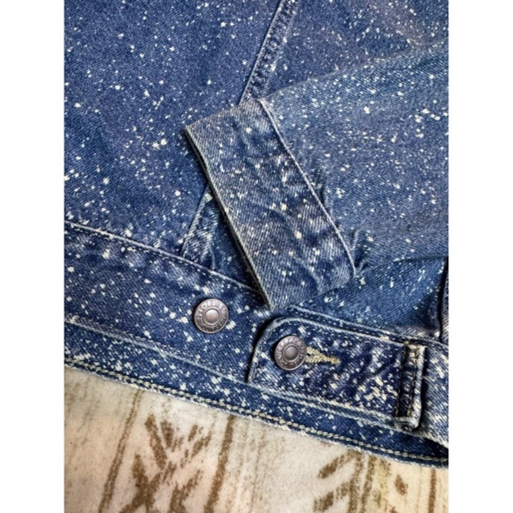 Levi's Trucker Denim Jacket Women's Large Boxy Cropped NWT Speckled‎ Splattered - Picture 9 of 11